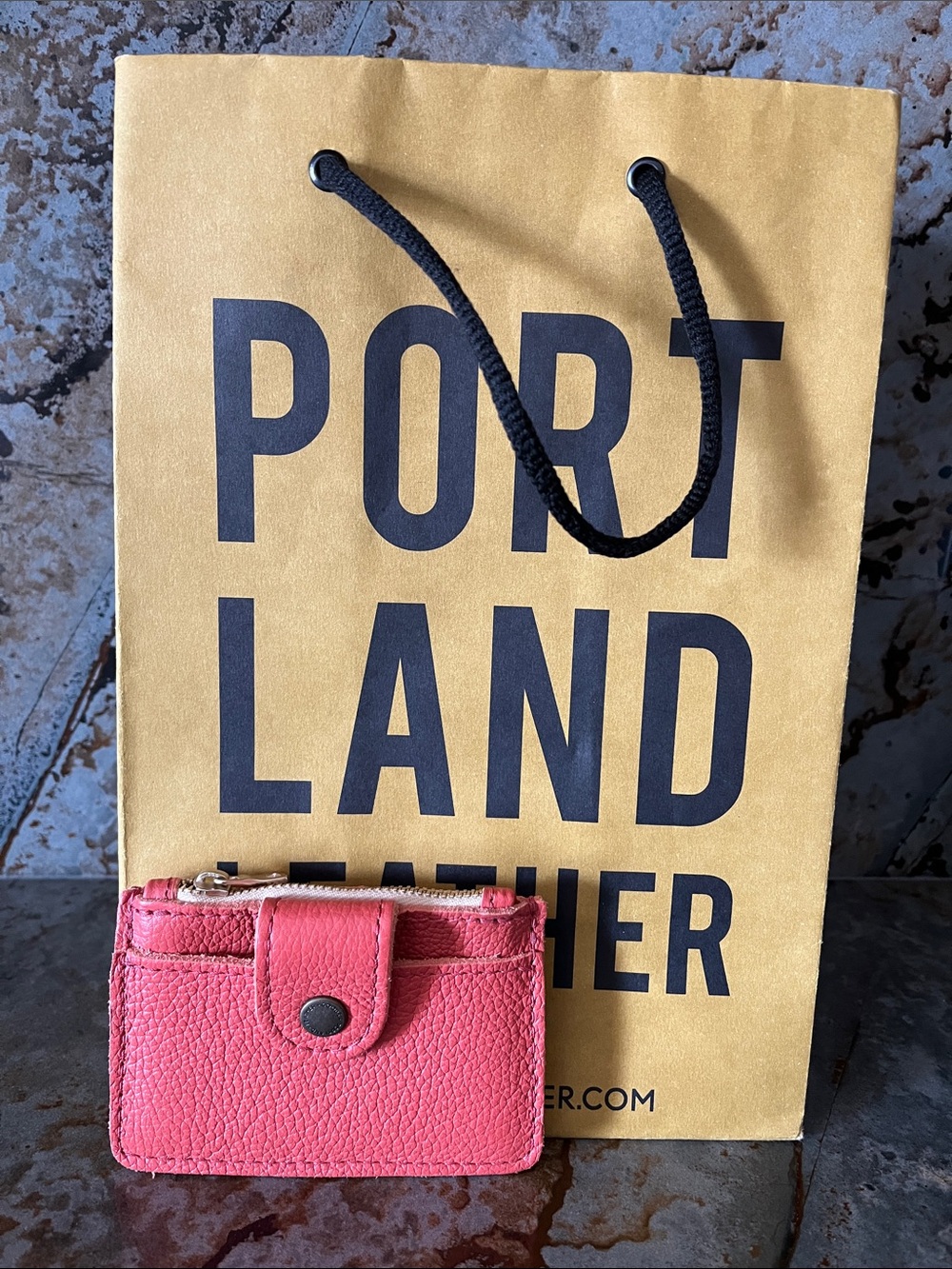 Portland Leather Sabrina Coral Zip Card Wallet New